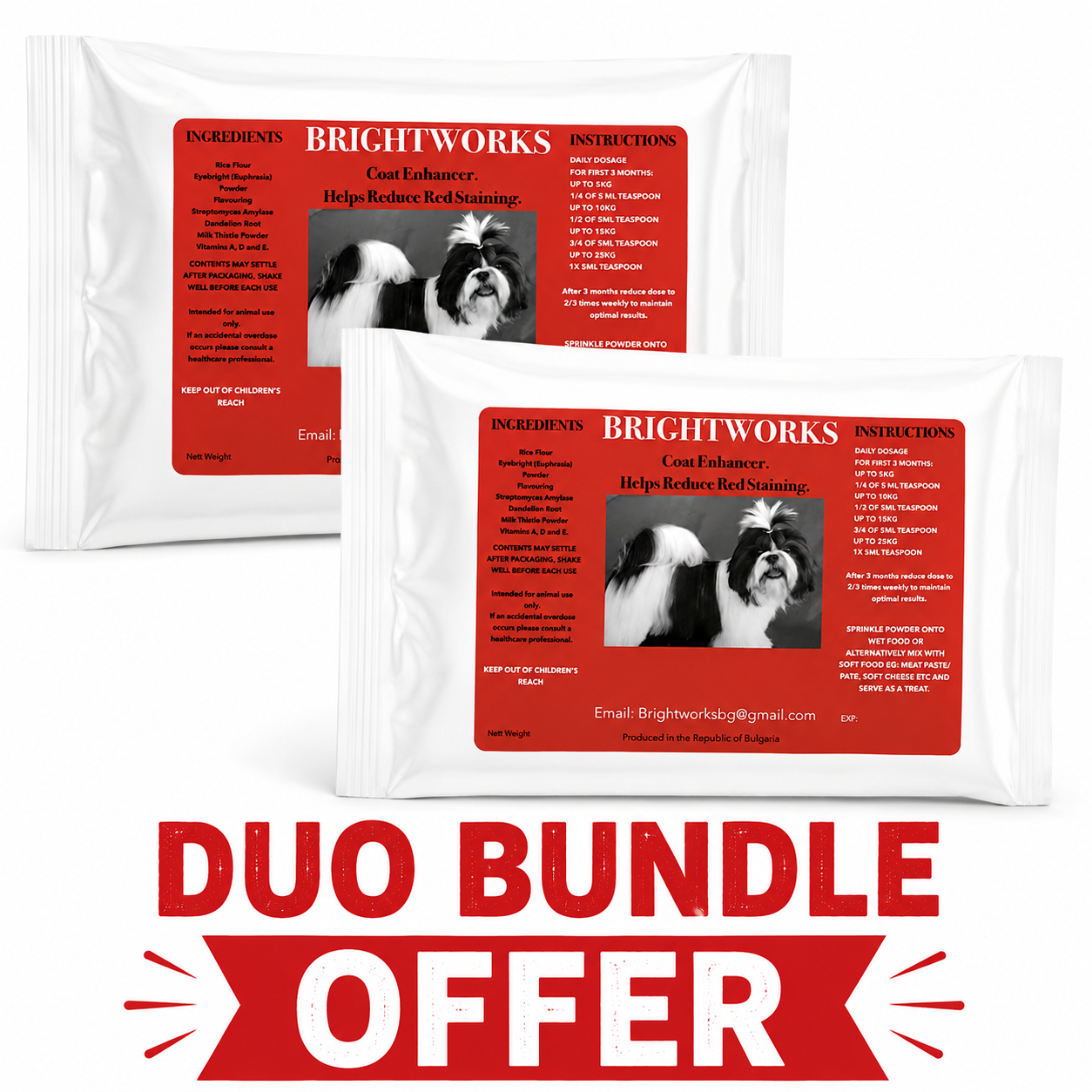 Brightworks Red/Tear Stain Remover Duo Bundle – Sweet Potato & Chicken Liver | Natural Dog Supplement – 2 x 50g